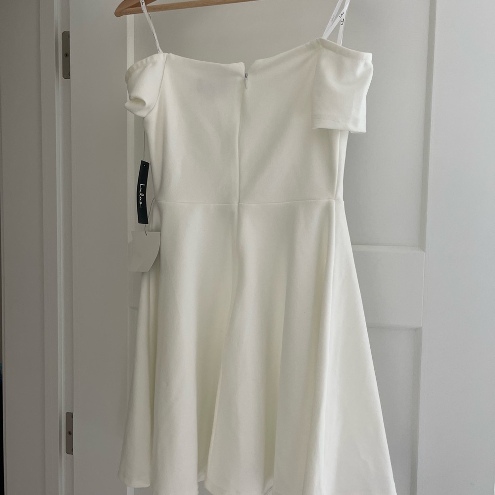 Lulu off shoulder white mini dress
